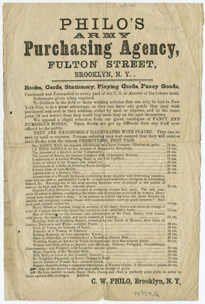 C. W. Philo. Philo’s Army Purchasing Agency. New York, ca. 1861.